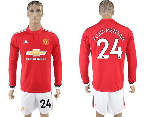 Manchester United #24 Fosu-Mensah Red Home Long Sleeves Soccer Club Jersey - Click Image to Close